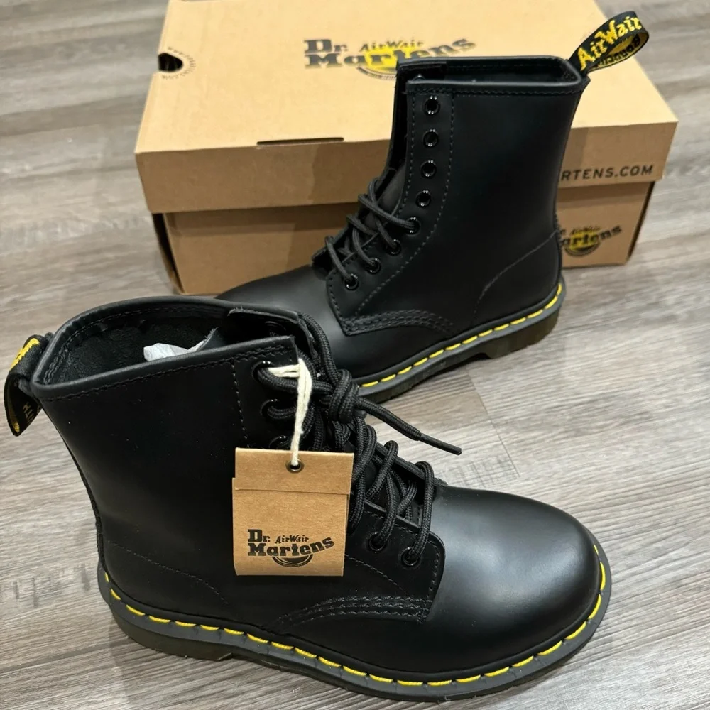 Dr Martens 1460 Black Smooth Leather Lace Up Combat Boots